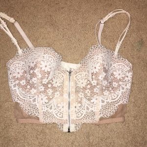Corset top bra with patching panties